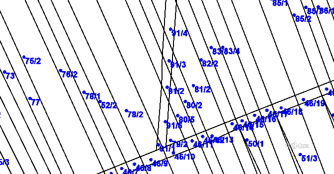 Parcela st. 91/2 v KÚ Lesonice u Moravského Krumlova, Katastrální mapa