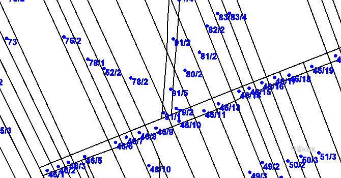 Parcela st. 91/5 v KÚ Lesonice u Moravského Krumlova, Katastrální mapa