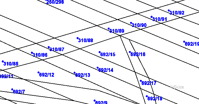 Parcela st. 692/15 v KÚ Lesonice u Moravského Krumlova, Katastrální mapa