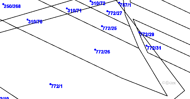 Parcela st. 772/26 v KÚ Lesonice u Moravského Krumlova, Katastrální mapa