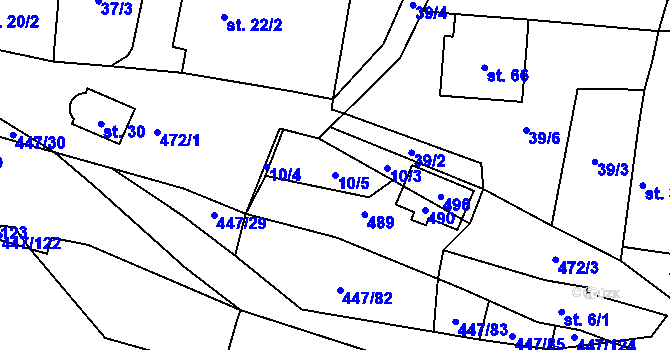 Parcela st. 10/5 v KÚ Lesoňovice, Katastrální mapa