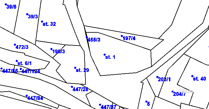 Parcela st. 1 v KÚ Lesoňovice, Katastrální mapa