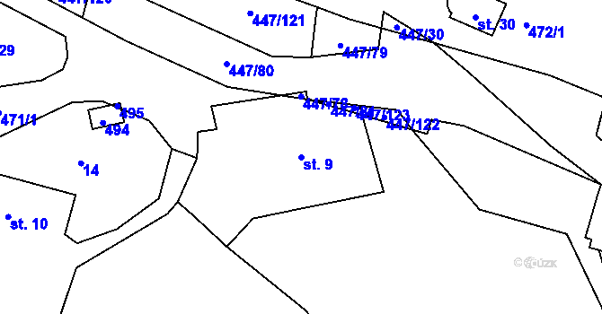 Parcela st. 9 v KÚ Lesoňovice, Katastrální mapa