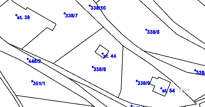Parcela st. 44 v KÚ Lesoňovice, Katastrální mapa