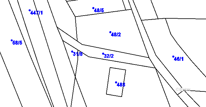 Parcela st. 32/2 v KÚ Lesoňovice, Katastrální mapa