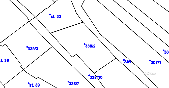 Parcela st. 338/2 v KÚ Lesoňovice, Katastrální mapa