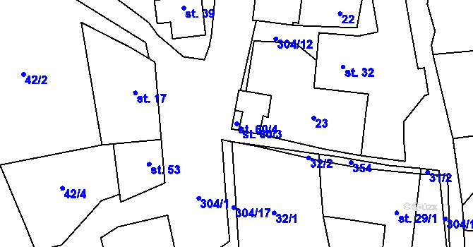 Parcela st. 60/4 v KÚ Pivonice u Lesoňovic, Katastrální mapa