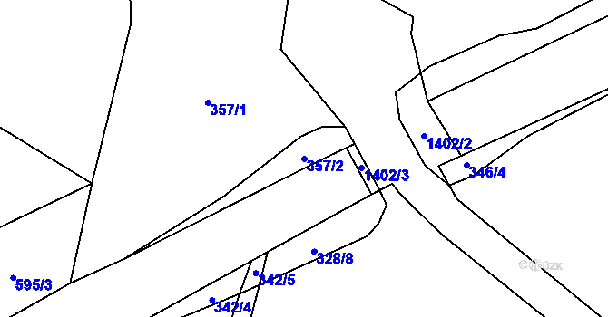 Parcela st. 357/2 v KÚ Domaslav, Katastrální mapa