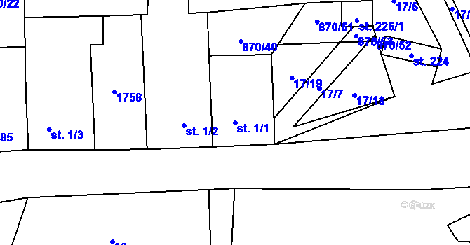 Parcela st. 1/1 v KÚ Lestkov, Katastrální mapa