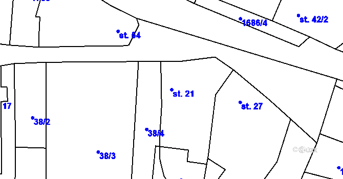 Parcela st. 21 v KÚ Lestkov, Katastrální mapa
