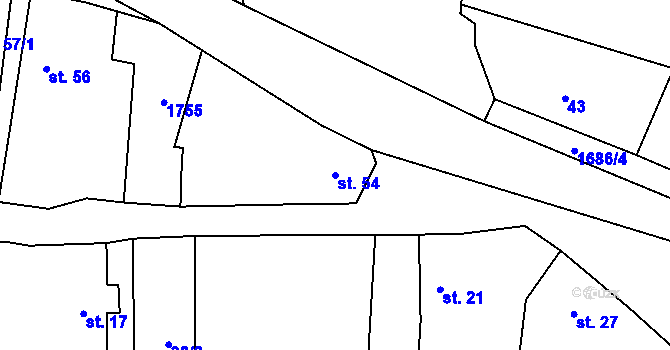 Parcela st. 54 v KÚ Lestkov, Katastrální mapa