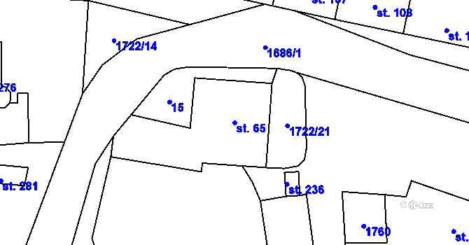 Parcela st. 65 v KÚ Lestkov, Katastrální mapa
