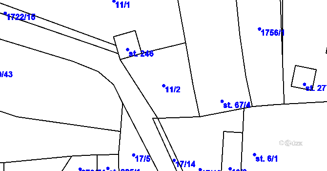 Parcela st. 11/2 v KÚ Lestkov, Katastrální mapa