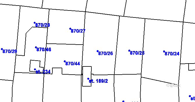 Parcela st. 870/26 v KÚ Lestkov, Katastrální mapa