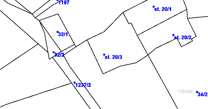 Parcela st. 20/3 v KÚ Stan u Lestkova, Katastrální mapa