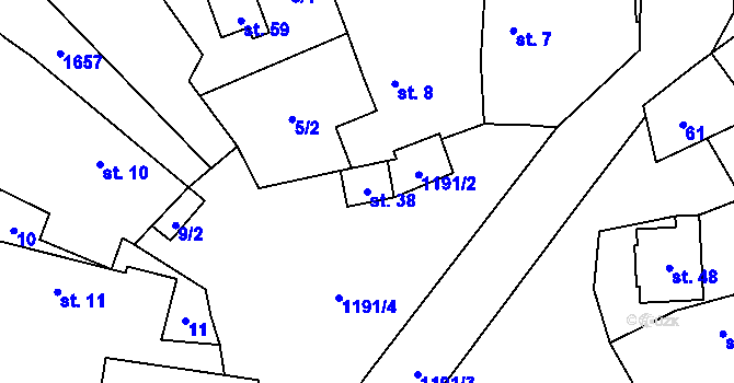 Parcela st. 38 v KÚ Stan u Lestkova, Katastrální mapa