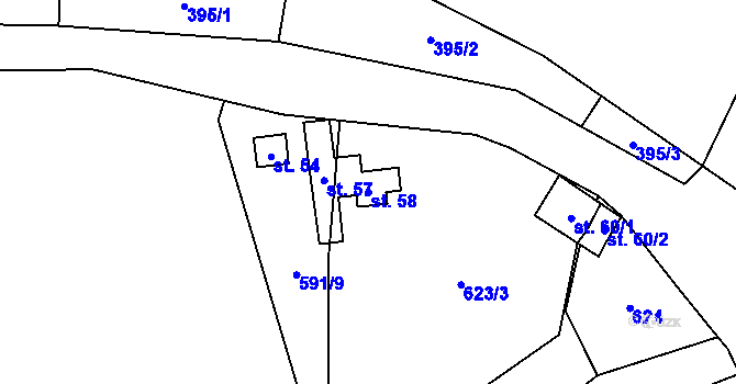 Parcela st. 58 v KÚ Stan u Lestkova, Katastrální mapa