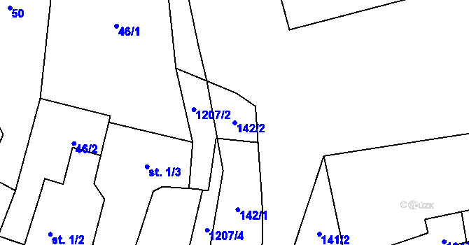 Parcela st. 142/2 v KÚ Stan u Lestkova, Katastrální mapa