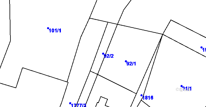 Parcela st. 92/2 v KÚ Vysoké Jamné, Katastrální mapa