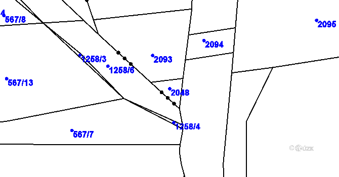 Parcela st. 2048 v KÚ Vysoké Jamné, Katastrální mapa