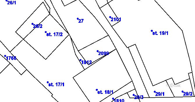 Parcela st. 2099 v KÚ Vysoké Jamné, Katastrální mapa