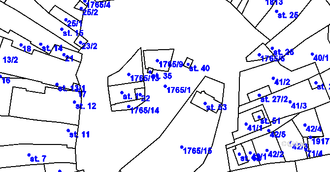 Parcela st. 1765/1 v KÚ Vysoké Jamné, Katastrální mapa