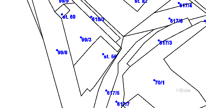 Parcela st. 56 v KÚ Lesůňky, Katastrální mapa