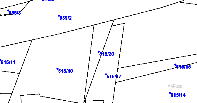 Parcela st. 515/20 v KÚ Lesůňky, Katastrální mapa