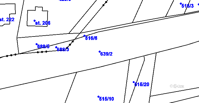 Parcela st. 639/2 v KÚ Lesůňky, Katastrální mapa
