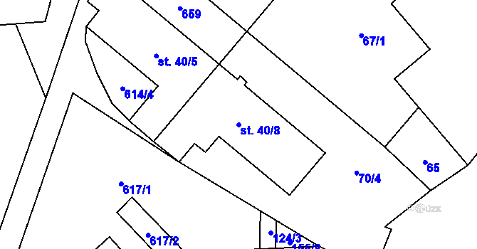 Parcela st. 40/8 v KÚ Lesůňky, Katastrální mapa