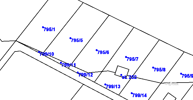 Parcela st. 795/6 v KÚ Břežany u Lešan, Katastrální mapa