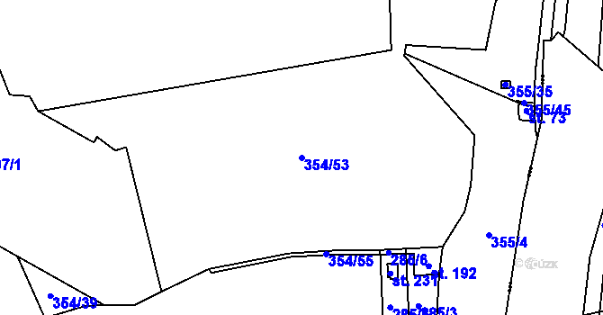 Parcela st. 354/53 v KÚ Lešany nad Sázavou, Katastrální mapa