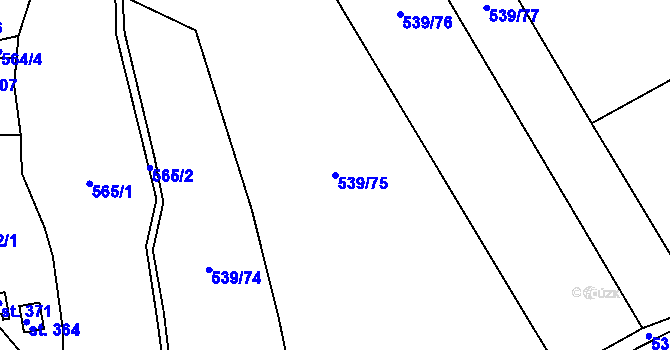 Parcela st. 539/75 v KÚ Lešany nad Sázavou, Katastrální mapa
