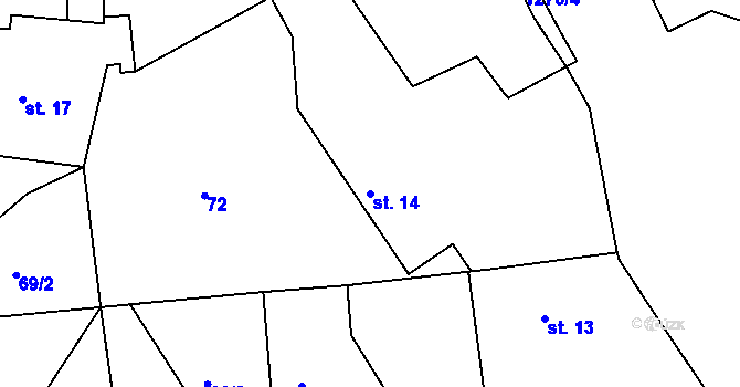 Parcela st. 14 v KÚ Lešany nad Sázavou, Katastrální mapa