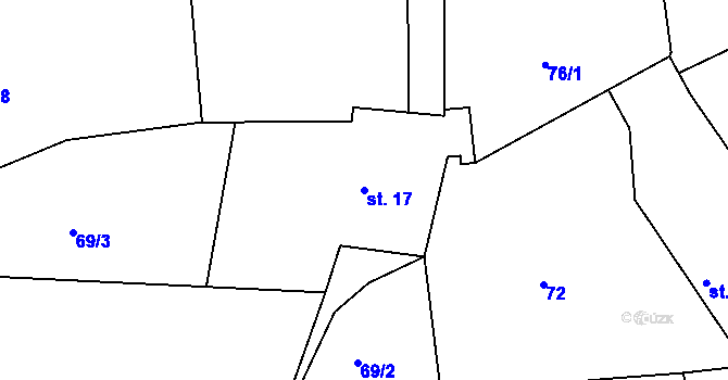Parcela st. 17 v KÚ Lešany nad Sázavou, Katastrální mapa