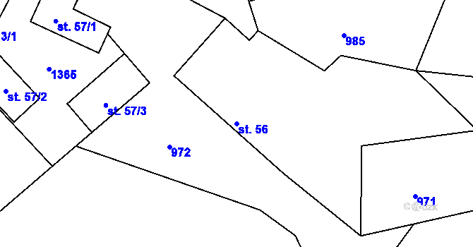 Parcela st. 56 v KÚ Lešany nad Sázavou, Katastrální mapa