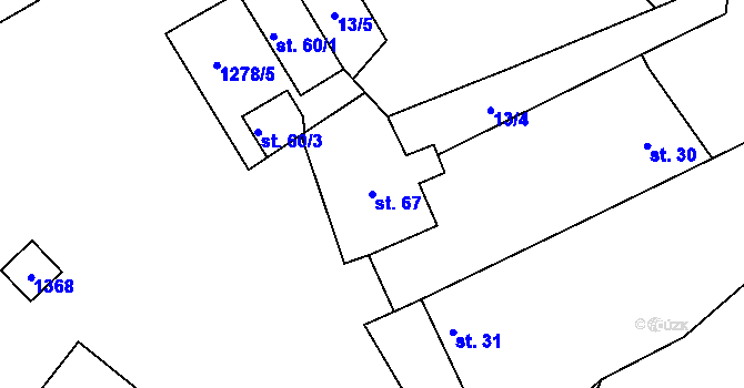 Parcela st. 67 v KÚ Lešany nad Sázavou, Katastrální mapa