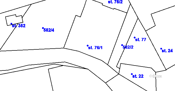 Parcela st. 76/1 v KÚ Lešany nad Sázavou, Katastrální mapa