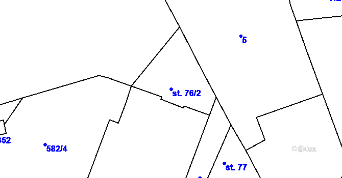 Parcela st. 76/2 v KÚ Lešany nad Sázavou, Katastrální mapa