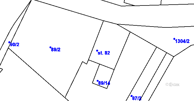 Parcela st. 82 v KÚ Lešany nad Sázavou, Katastrální mapa