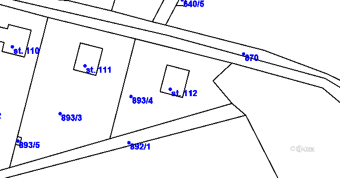 Parcela st. 112 v KÚ Lešany nad Sázavou, Katastrální mapa