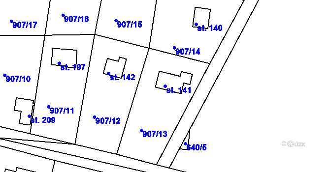 Parcela st. 141 v KÚ Lešany nad Sázavou, Katastrální mapa