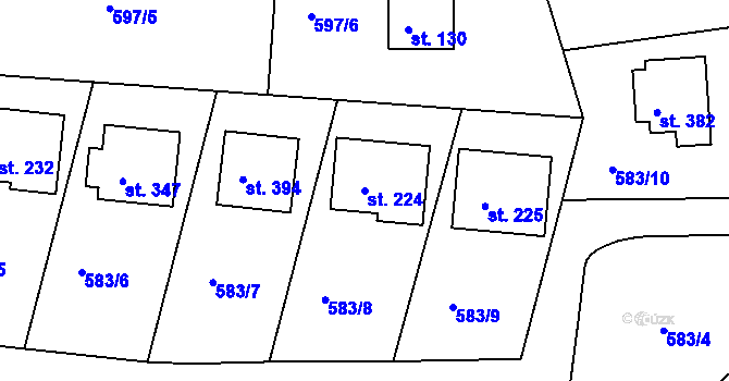 Parcela st. 224 v KÚ Lešany nad Sázavou, Katastrální mapa