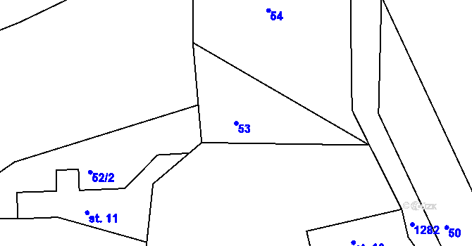 Parcela st. 53 v KÚ Lešany nad Sázavou, Katastrální mapa