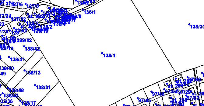 Parcela st. 138/1 v KÚ Lešany nad Sázavou, Katastrální mapa