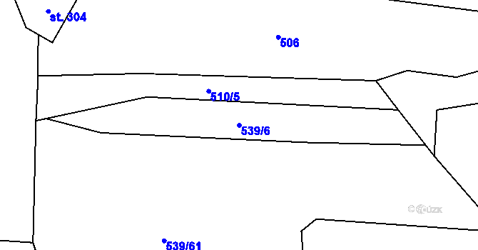 Parcela st. 539/6 v KÚ Lešany nad Sázavou, Katastrální mapa