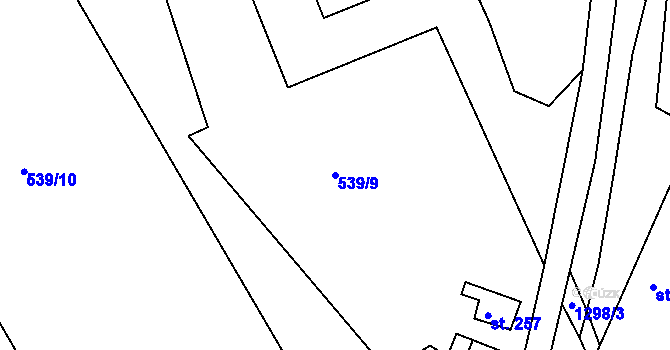 Parcela st. 539/9 v KÚ Lešany nad Sázavou, Katastrální mapa