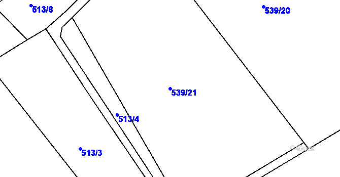 Parcela st. 539/21 v KÚ Lešany nad Sázavou, Katastrální mapa