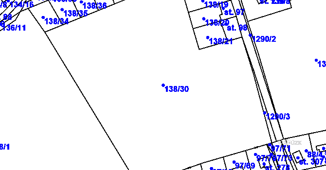 Parcela st. 138/30 v KÚ Lešany nad Sázavou, Katastrální mapa