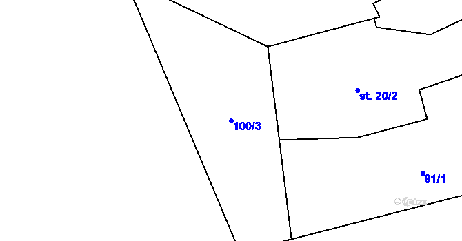 Parcela st. 100/3 v KÚ Lešany nad Sázavou, Katastrální mapa